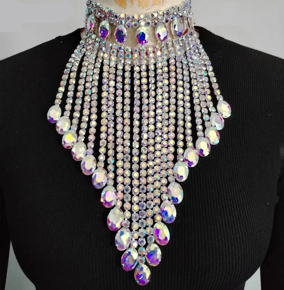 Rhinestone Tassel Fringe Necklace