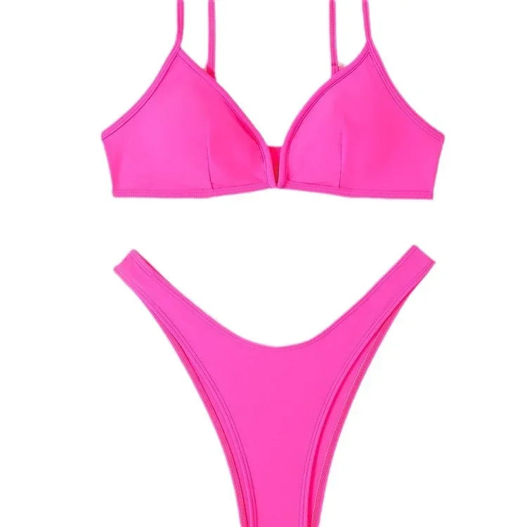 Hot Sale Of The Season New Pure Color Sexy Quick Dry Tight Bikini Swimwear for Holiday Hot Girl Cross-Border Bikini Set Women's Luxlife Brands