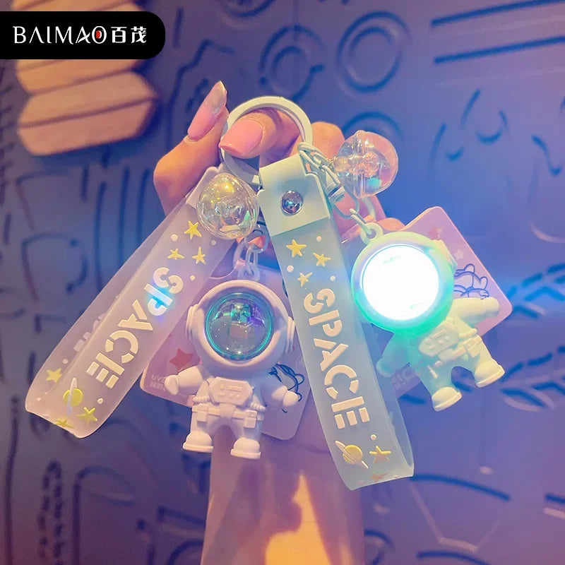 Cartoon Spaceman Light Glowing Keychain Sunset Light Luminous Keychain Female Cute Space Astronaut Couple Key Chain Bag Hanging LUXLIFE BRANDS