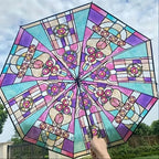 1PC Retro Window Flower Pattern Transparent Umbrella Fully Automatic Opening and Closing Portable Travel Umbrella Luxlife Brands