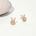 ATTAGEMS S925 Sterling Silver Moissanite Diamond Earrings Enamel Design Rabbit Shape For Women Girls Birthday Gifts Fine Jewelry Luxlife Brands