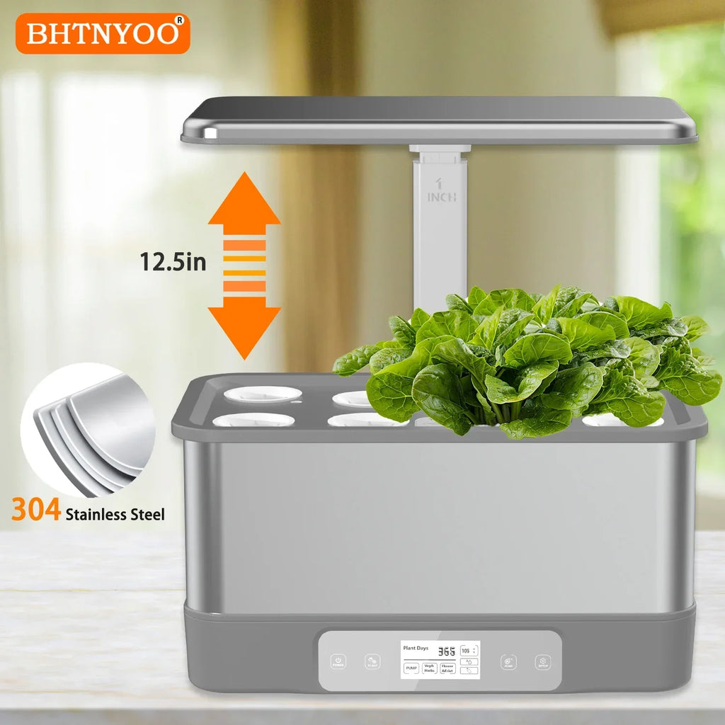 Indoor Herbs Garden, Hydroponics Growing System Kit,8 Pods Soilless Planting Gardening Box with LED Growth Light