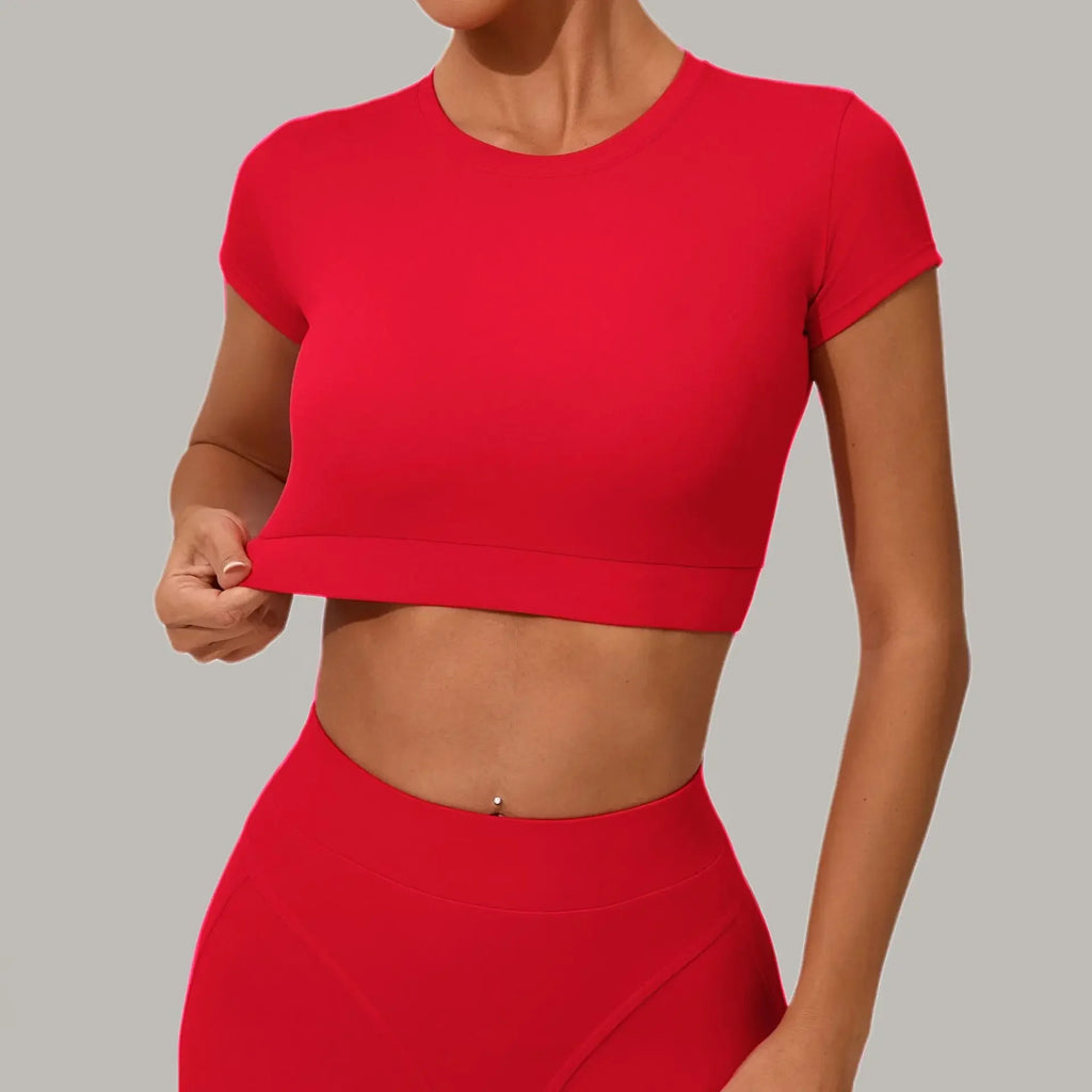 Yoga T-shirt Women's Short Sleeved Sports T-shirt Quick Drying Workout Short Sleeved Pilates Running Tights Exercise Fitness Top