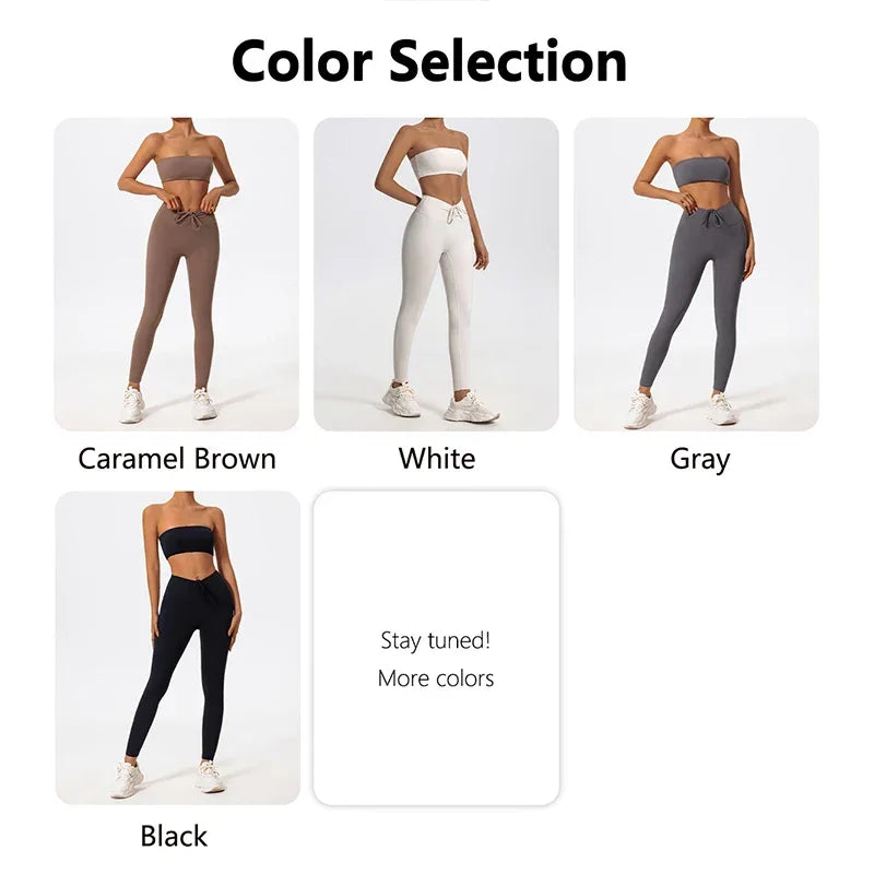 Ctenkevet Women Strapless Bra Suits Gym Workout Yoga Outfit Female Fitness Crop Top Outdoors Activewear Women Underwear Set