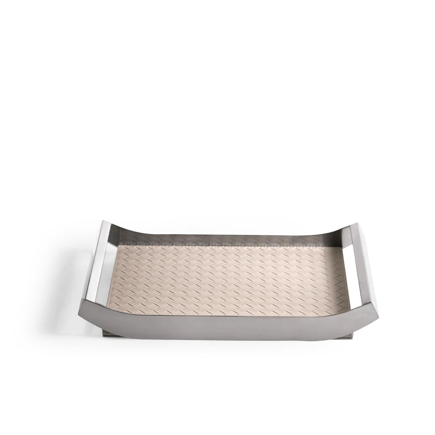 Eco Luxury Leather and Stainless Steel Serving Tray