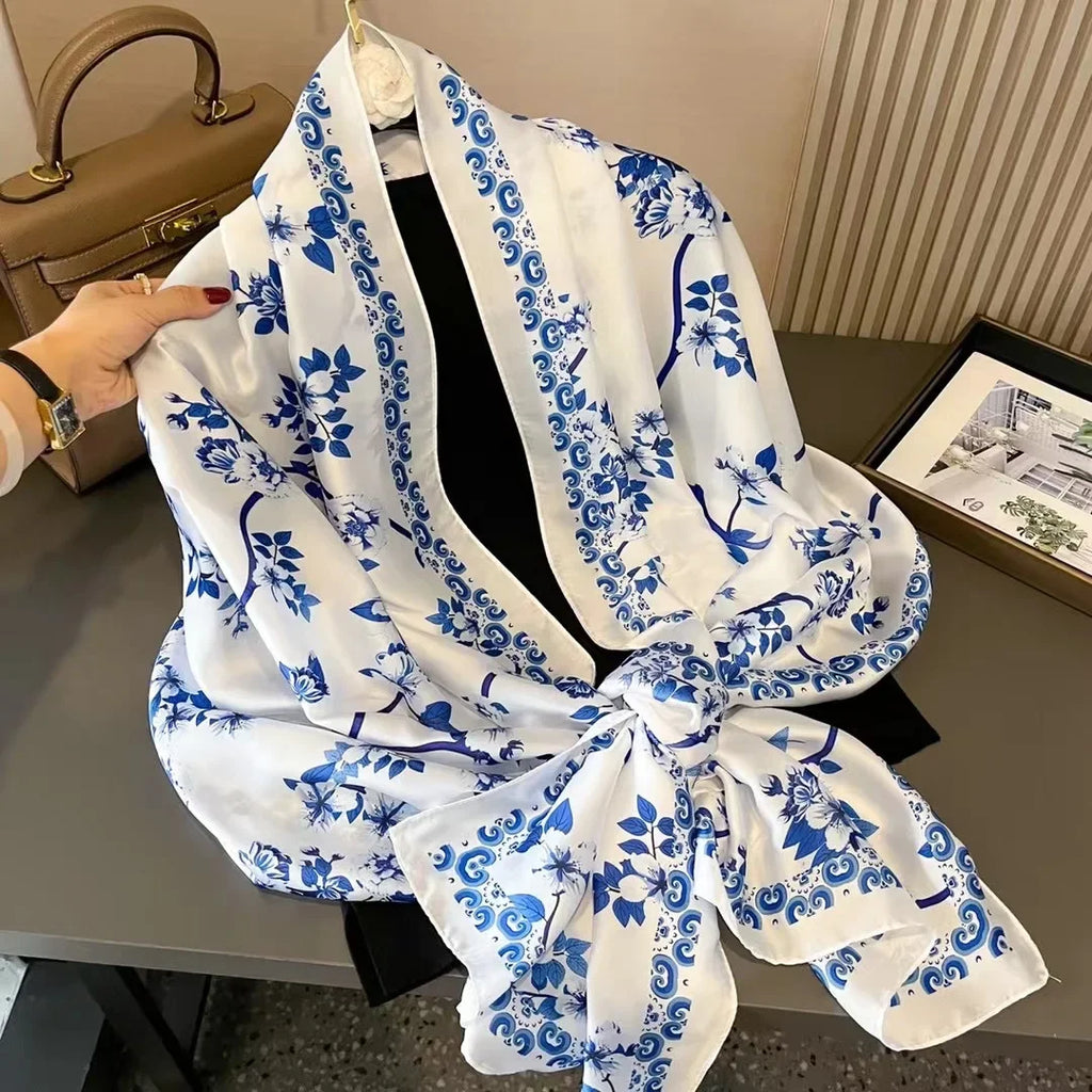 180*90cm Luxury Brand Spring Summer Autumn Women Clothing New Fashion Color matching printed silk scarf lady popular turba