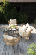 Nordic Hotel Villa Outdoor Sofas Garden Furniture Waterproof PE Hotel Villa Garden Rattan Aluminum Teak Wood Sectional Sofa Set Luxlife Brands