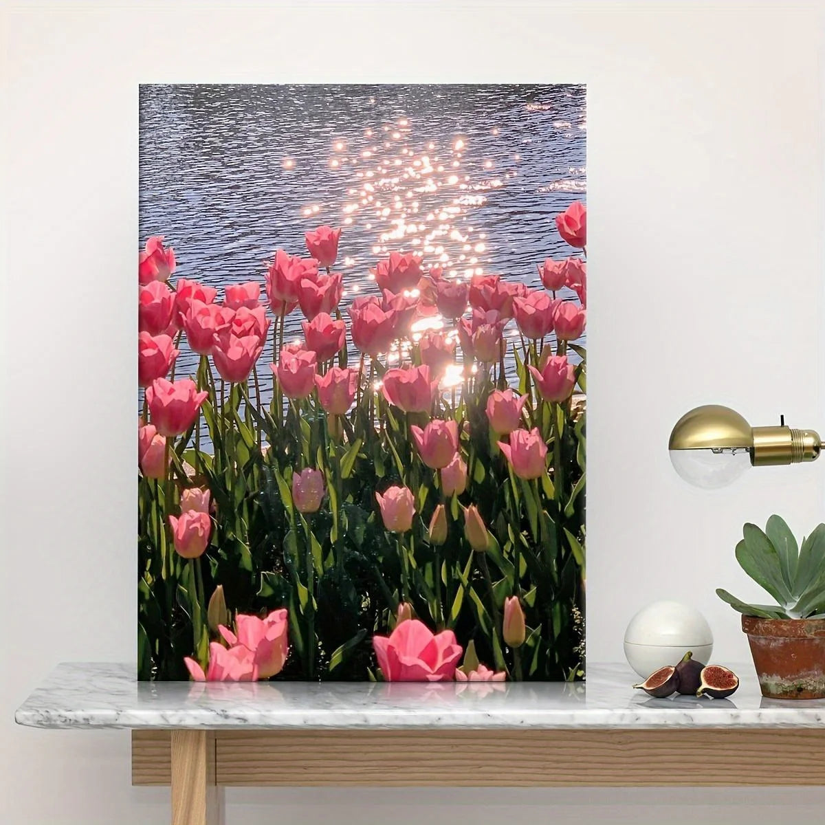 Framed Canvas Poster Pink Flower Artist Home Wall Decor Suitable for Living Room Bedroom Office Office Restaurant Bar Bathroom