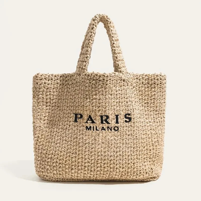 Paris Fashion Large Straw Tote LUXLIFE BRANDS