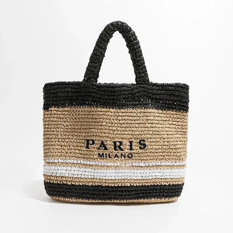 Paris Fashion Large Straw Tote LUXLIFE BRANDS