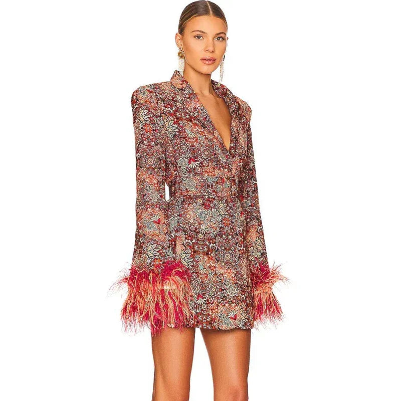 Women's Feather Cuff Party Dress Luxlife Brands