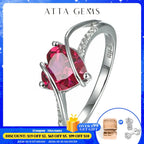 ATTAGEMS Heart Shape Ruby 925 Sterling Silver Ring 2.5 Carats Women Love Ring for Party Wedding and Engagement Romantic Gift Luxlife Brands
