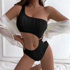 Sexy Rib One Shoulder Swimwear Women One Piece Swimsuit New 2023 High Waist Bathing Suit Cut-out Swimming for Beachwear Monokini