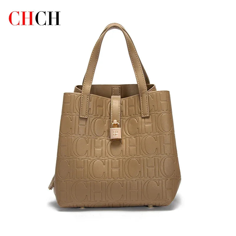 CHCH Women's Tote Bag New Steel Embossed Handheld Bun Mother Shopping Bag