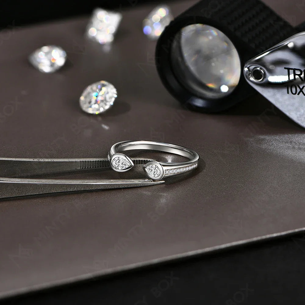 MINTYBOX Pear Shape Lab Grown Diamond Ring 0.5CT S925 Silver Moissanite Rings For Women 18k White Gold Plated Wedding Jewelry