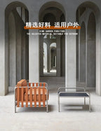 Outdoor stainless steel sofa rattan courtyard villa rain and sun coffee table combination Luxlife Brands