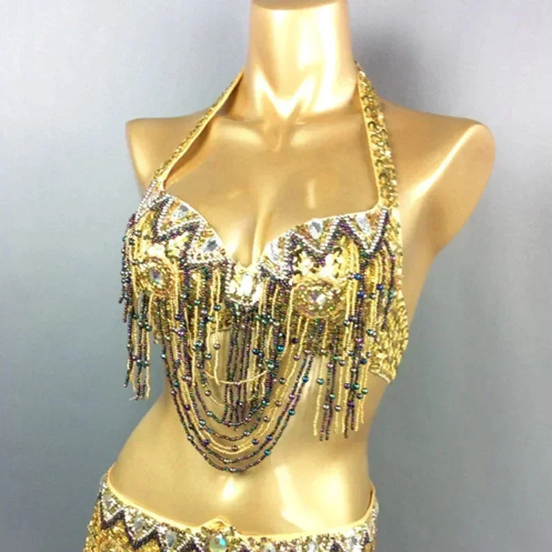 The Stardust Prism Sirena – Deluxe Beaded & Sequined Belly Dance Bra Top