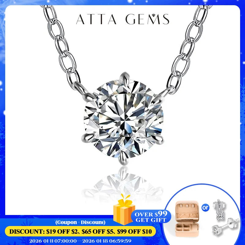 LUX FINE JEWELRY | 925 Silver Pendant Round Cut 1.0ct D Color White Moissanite Necklace