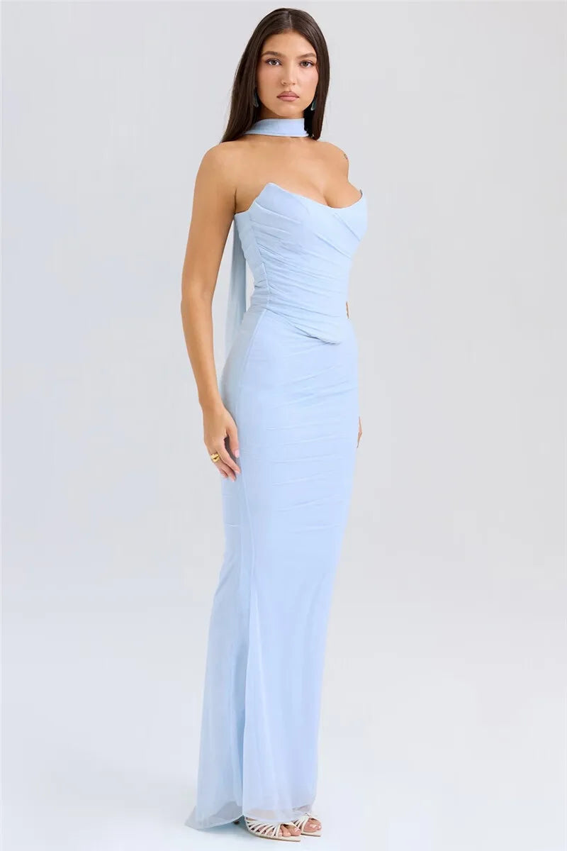Elegant Wine Strapless Maxi Skirt Set Luxlife Brands