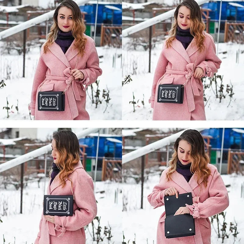 Fashion Magic Book Clutch Bag for Women Black Pu Leahter Shoulder Chain Bag Small Purses and Handbags Crossbody Bag Female Pouch LUXLIFE BRANDS