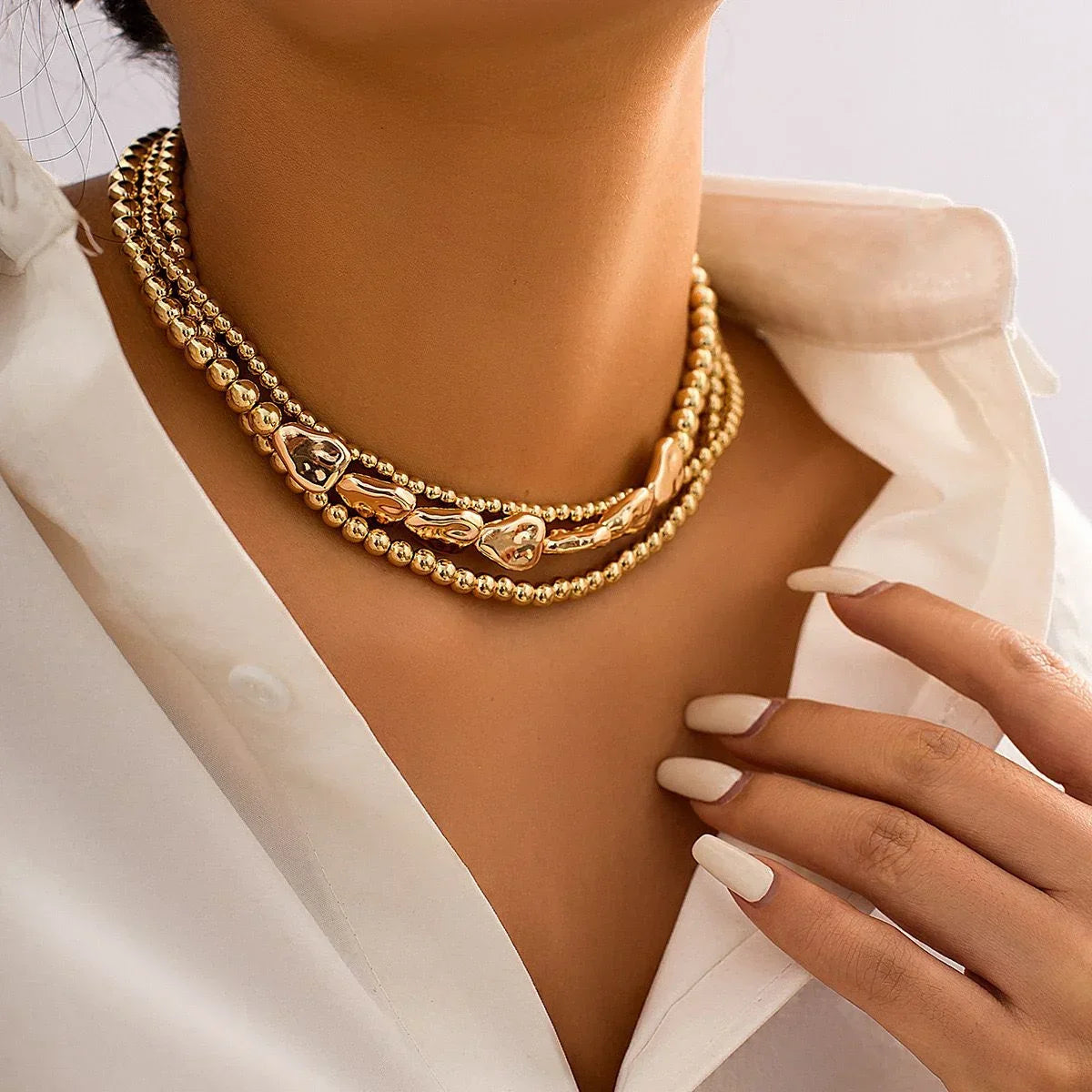 Vintage Silver-plate Geometric Exaggerated Artificial Pearl Chain Necklace For Women Female Fashion Boho Y2K Girl Jewelry Gift Luxlife Brands