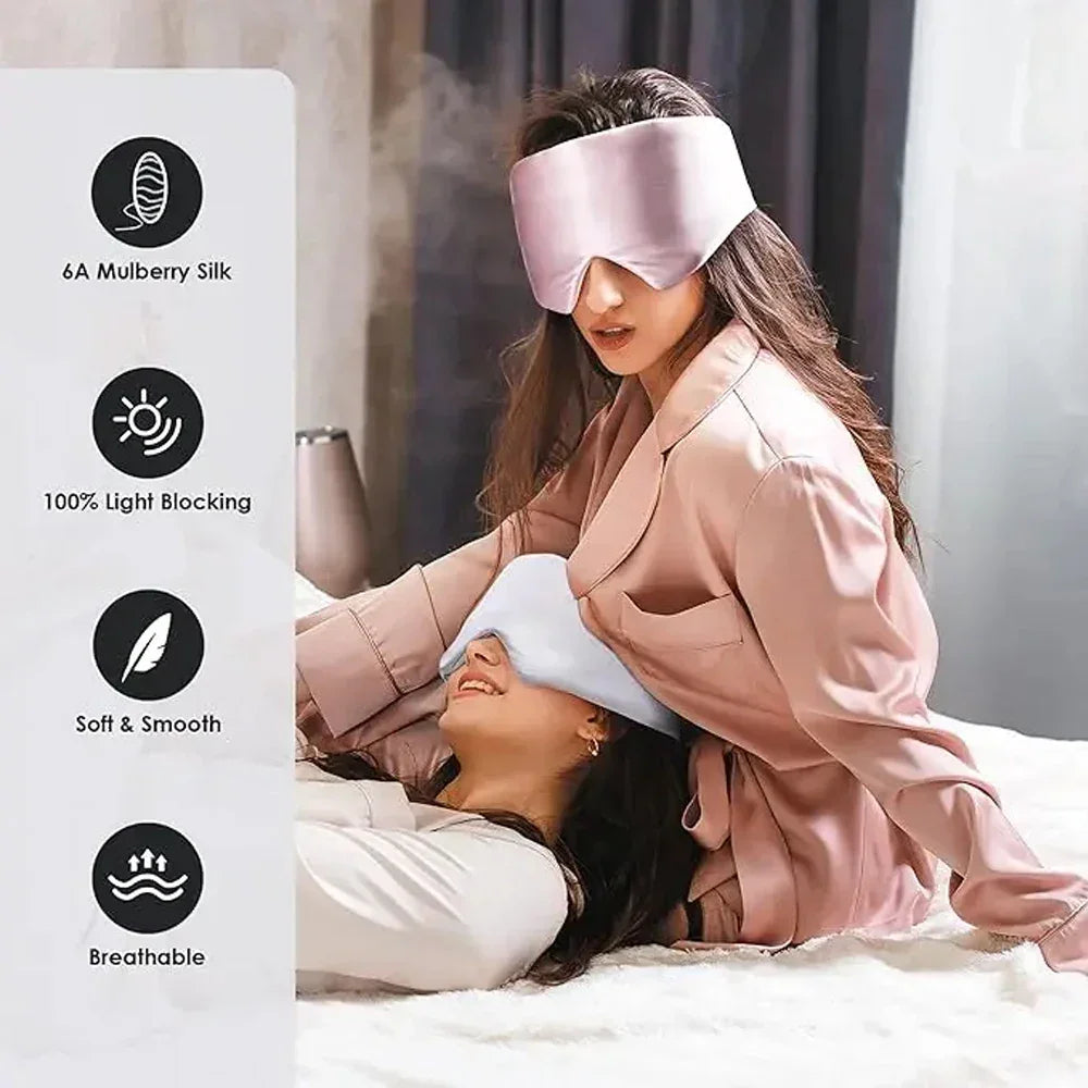 Mulberry Silk Sleeping Mask Eyepatch Blocking Light Eyemask Eyeshade Soft Padded Slaapmasker Travel Sleeping Aid for Sleep Patch Luxlife Brands
