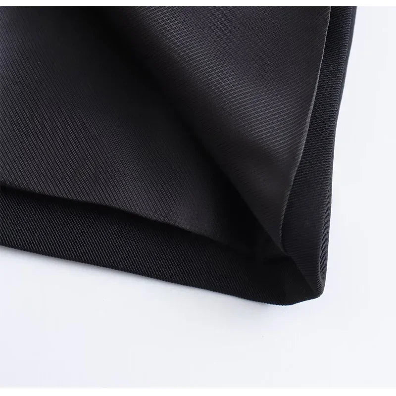 Satin Black Cropped Blazer LUXLIFE BRANDS