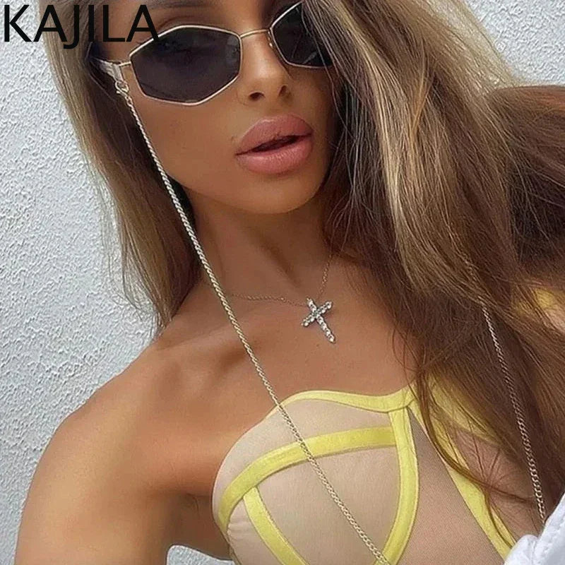 Hexagon Sunglasses With Chain Luxlife Brands