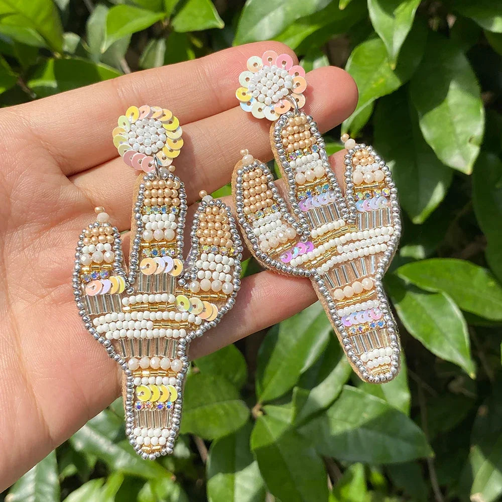 Handmade Beaded Drop Earrings