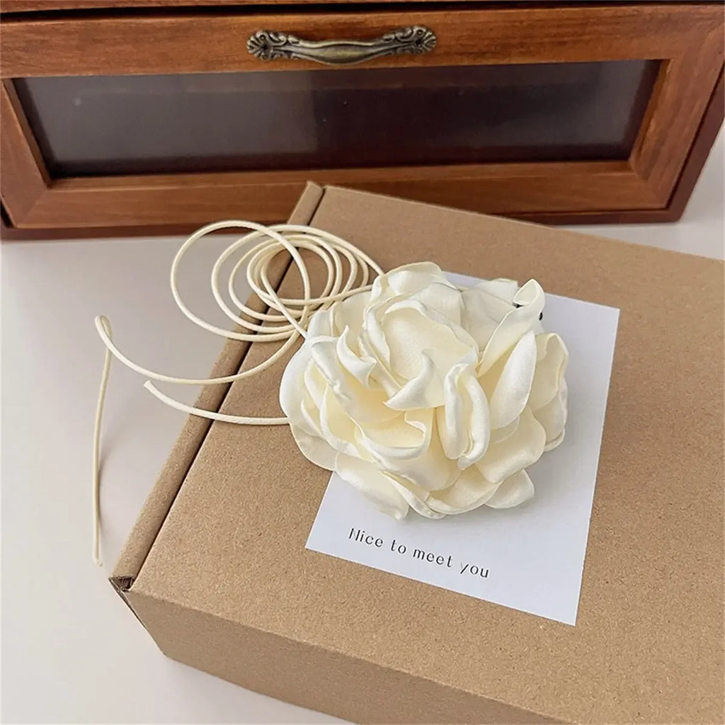 Long Rope with Big Flower Choker Necklace for Women Elegant Lace-up Rope Chain Necklace on Neck 2023 Fashion Jewelry Accessories