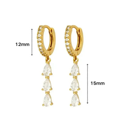 Luxury white crystal zircon earrings 925 sterling silver ear needles Hoop gold earrings For women Fashion Luxury Wedding Jewelry