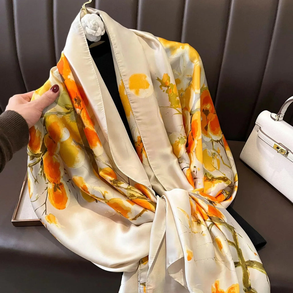 180*90cm Luxury Brand Spring Summer Autumn Women Clothing New Fashion Color matching printed silk scarf lady popular turba