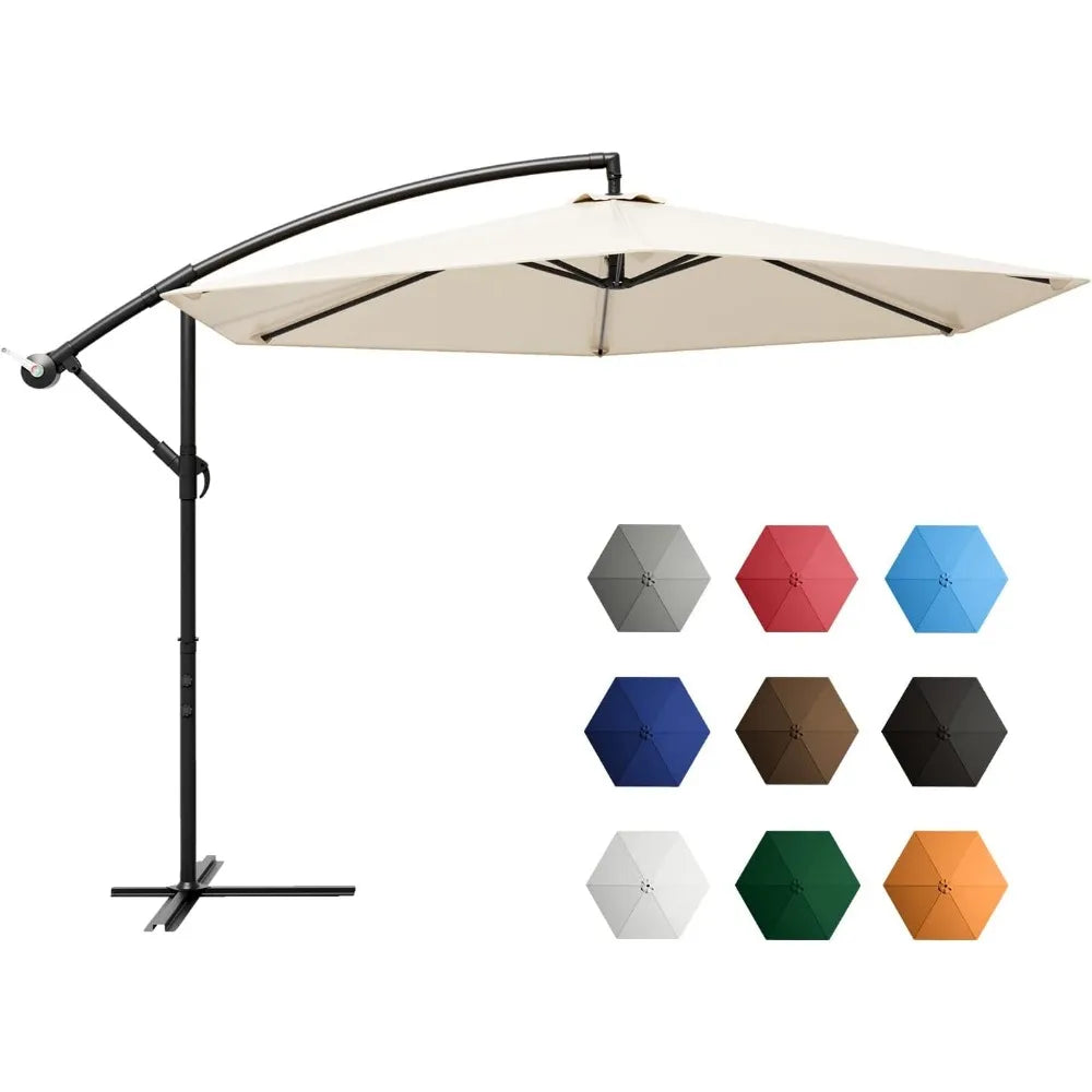 Outdoor Parasol Offset Umbrella 10FT Cantilever Patio Hanging Umbrella Outdoor Market Umbrella With Crank  Garden Parasol