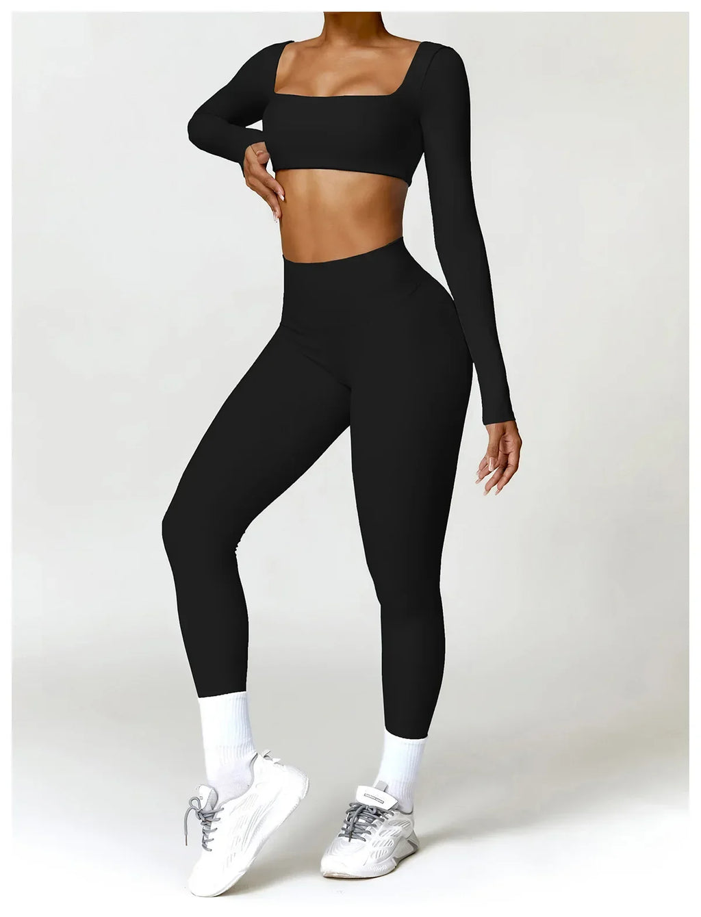 New Long sleeve Shirt Sports Set Women Fitness Tights Yoga Set Crop Top Running High Waist Gym Set Womens Outfits Yoga Clothing