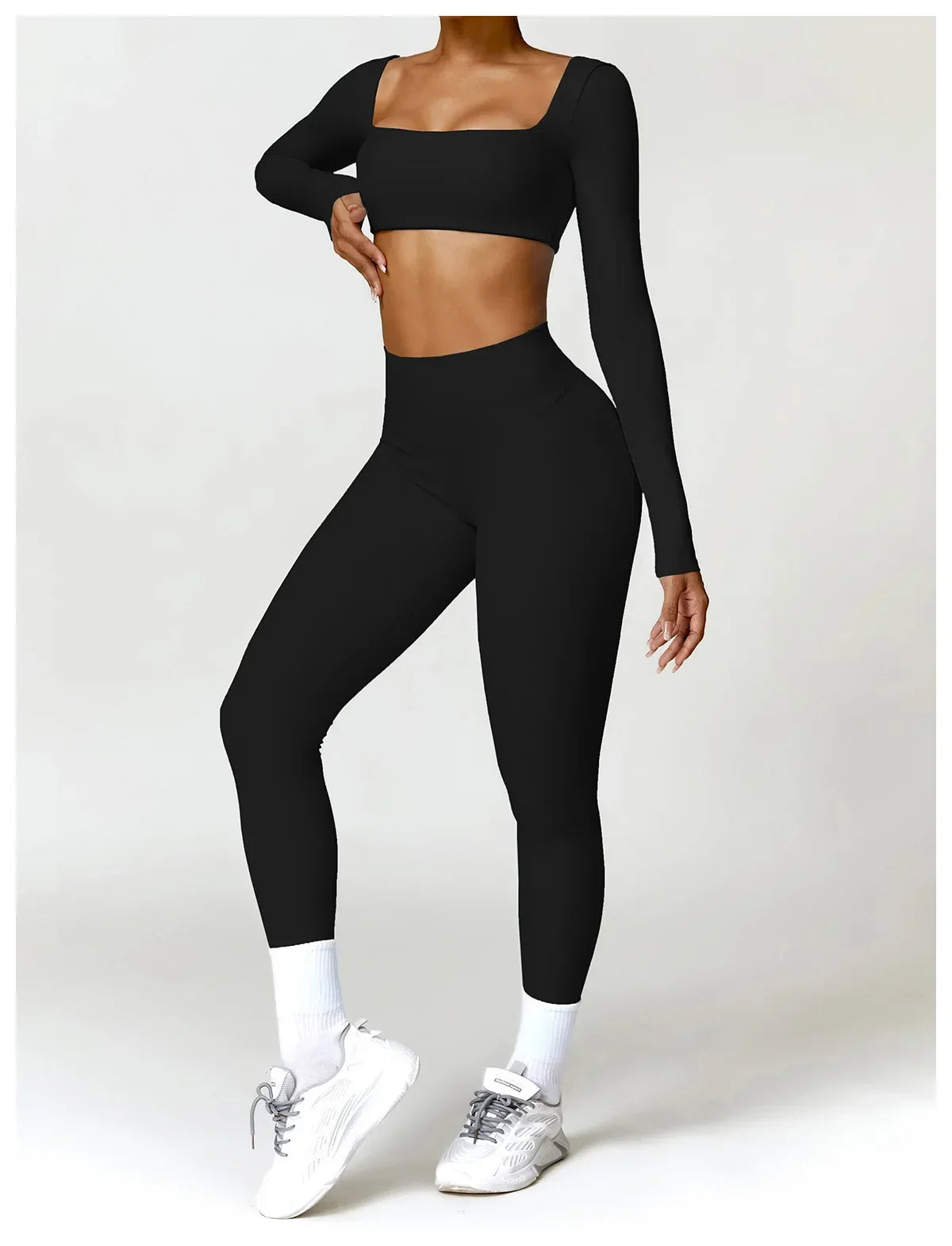 New Long sleeve Shirt Sports Set Women Fitness Tights Yoga Set Crop Top Running High Waist Gym Set Womens Outfits Yoga Clothing