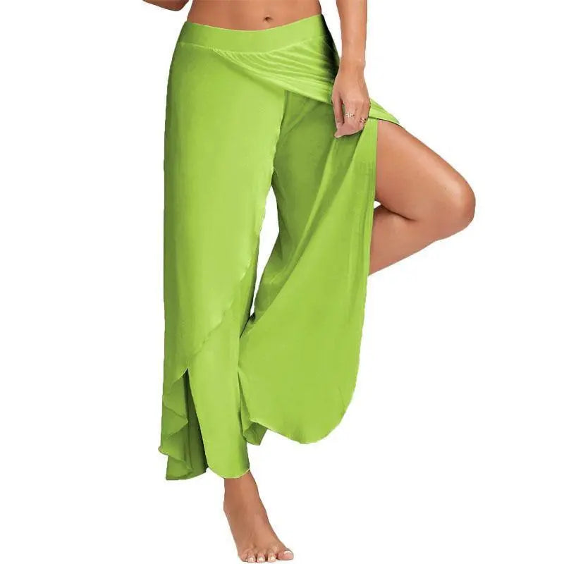 Women Wide Leg Pants Loose Fitness Yoga Split Trousers Mandala Open Leg Pants Comfort Gypsy Hippie Aladdin Harem Pants