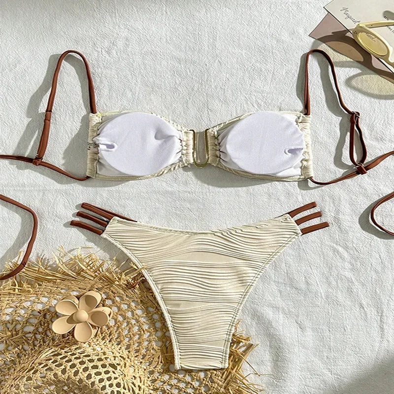 Italia Textured Low Rise Bikini Luxlife Brands