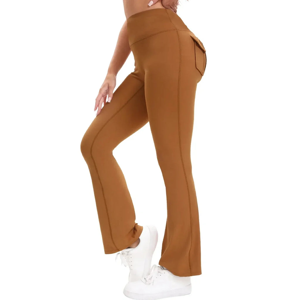 Women's Flare Leggings with Pockets High Waisted Butt Lifting No Front Seam Tummy Control Bootcut Yoga Pants for Women