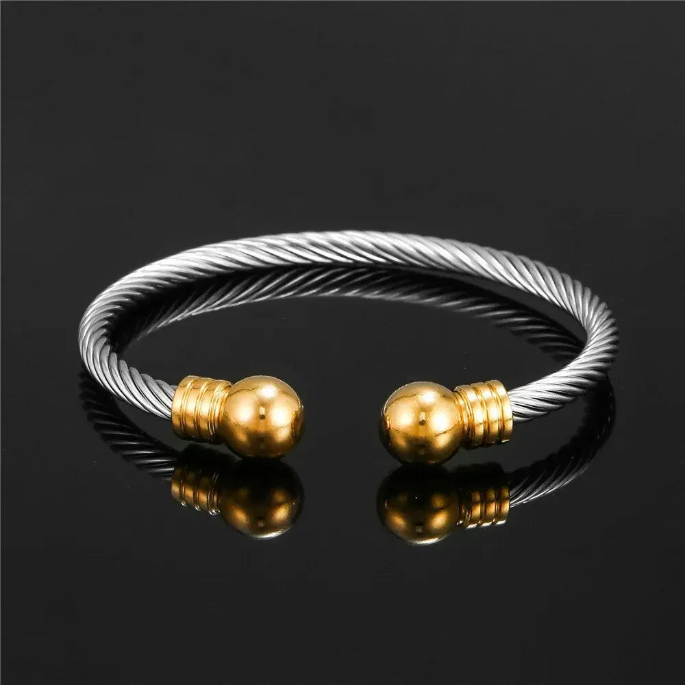 Stainless Steel Gold Color Bangle Bracelets Luxury Brand Stylish Mesh Bangle for Women Men Decoration Jewelry Accessory Gift
