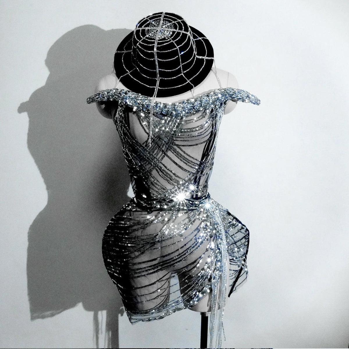 The Stardust Midnight Cabaret Cage Set – Luxury Rhinestone Showgirl Costume