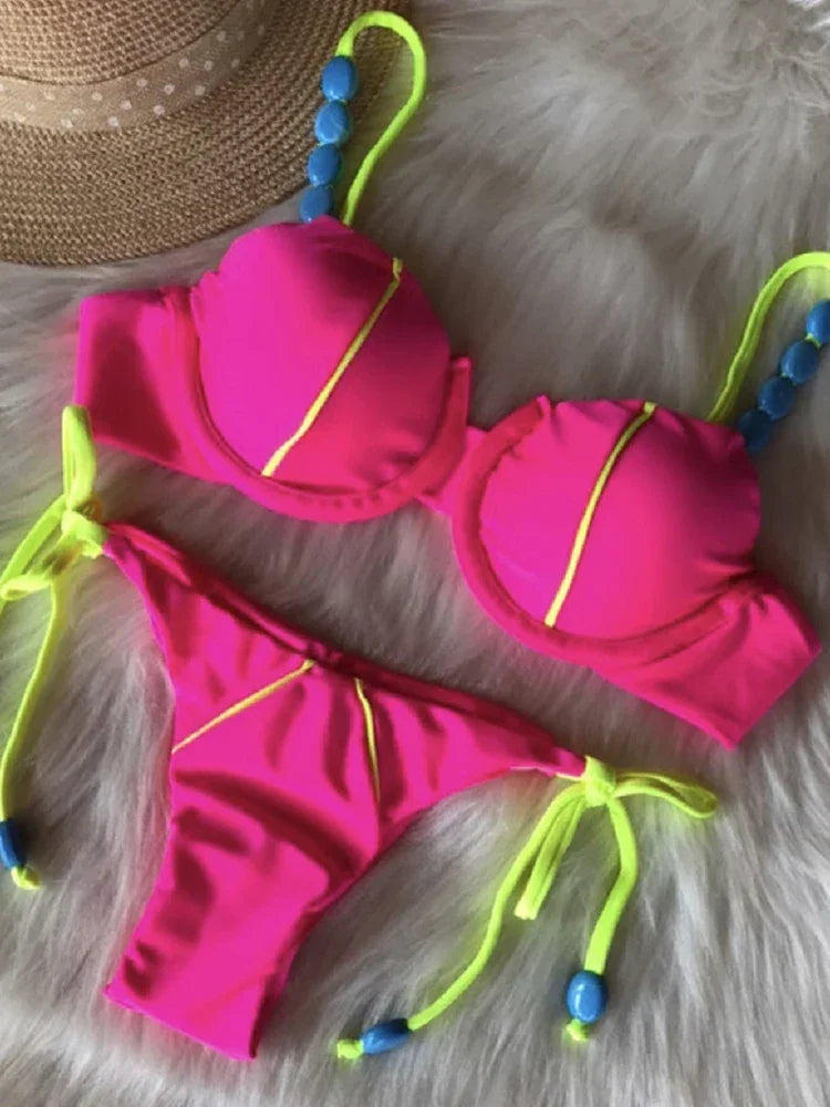 Sexy Bikini 2022 Push Up Bikini Set Yellow Swimwear Women Micro Swimsuit Female Bandage Biquini Beach Wear Swimming Two-Piece Luxlife Brands