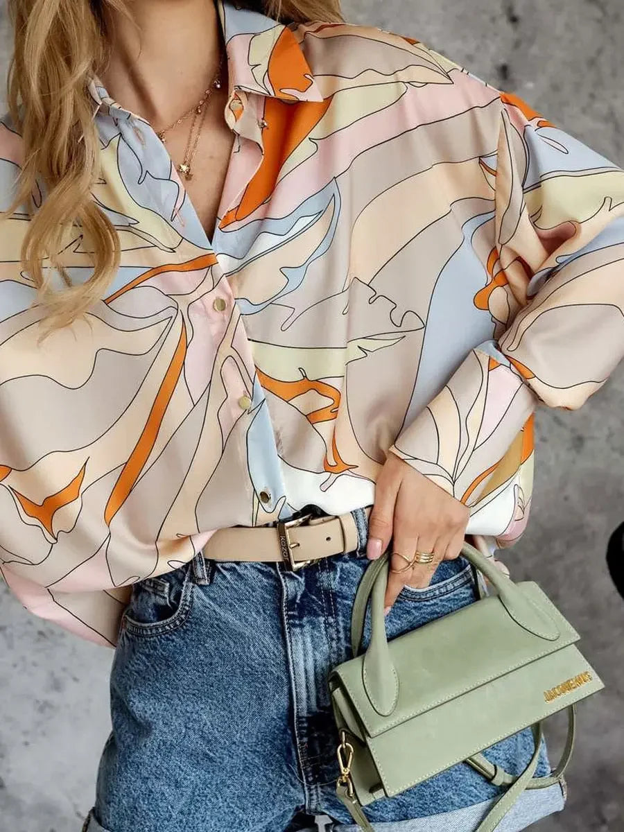 Women&#39;s Floral Print Puff Sleeve Shirt Female Elegant Casual V Neck Shirts 2023 Spring Summer Ladies Tops Blouses Vintage Blouse