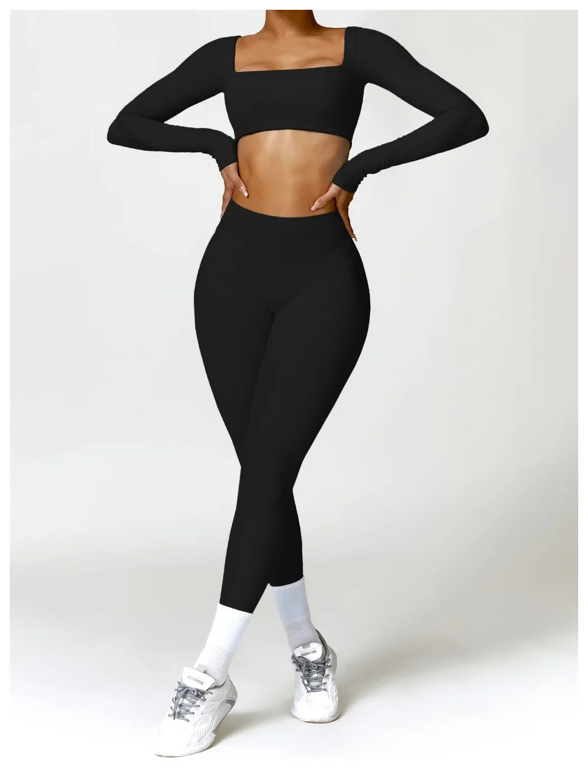 New Long sleeve Shirt Sports Set Women Fitness Tights Yoga Set Crop Top Running High Waist Gym Set Womens Outfits Yoga Clothing Luxlife Brands