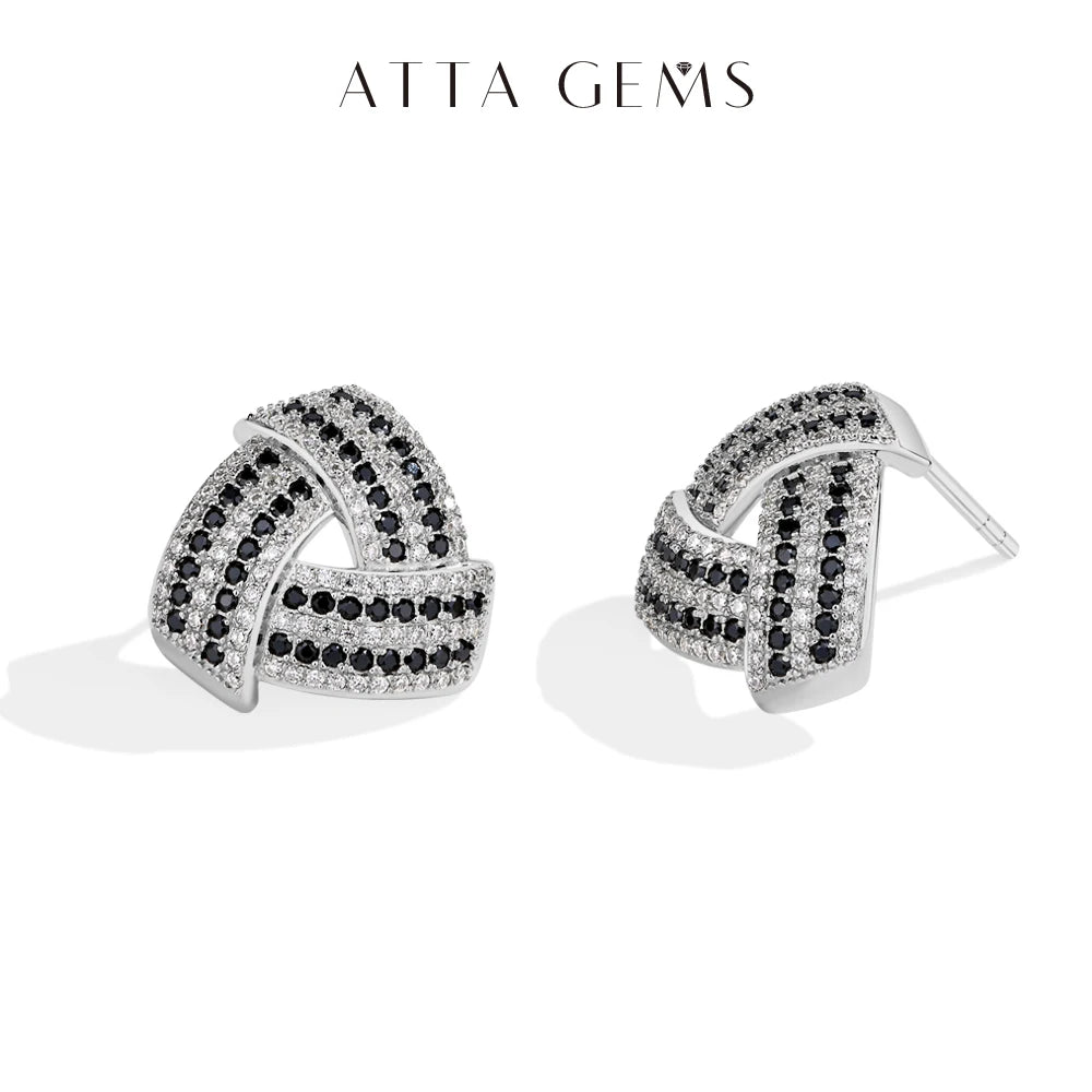 Attagems DVVS Moissanite Diamond Triangle Stud Earring For Women 925 Sterling Silver 18K Gold Plated Birthday Gift Party Jewelry