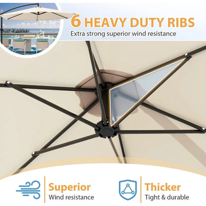 Outdoor Parasol Offset Umbrella 10FT Cantilever Patio Hanging Umbrella Outdoor Market Umbrella With Crank  Garden Parasol