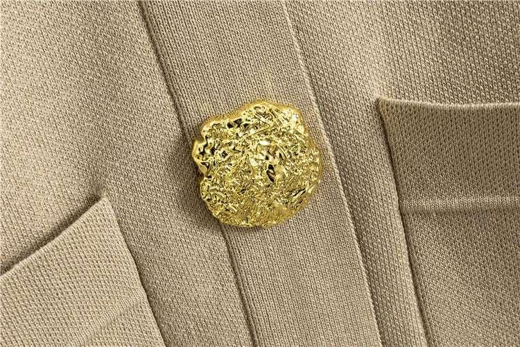 Autumn Winter Women Knit 2 Piece Set New Large Gold Button V-neck Cardigan Coats+High Waist Baggy Wide Leg Pants Sweater Suits