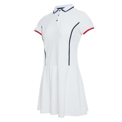 Fashion Tennis Dresses Women Golf Badminton Polo Dress 85%Nylon 15%Spandex Short Sleeve Skirt Casual Outdoor Running Sportswear
