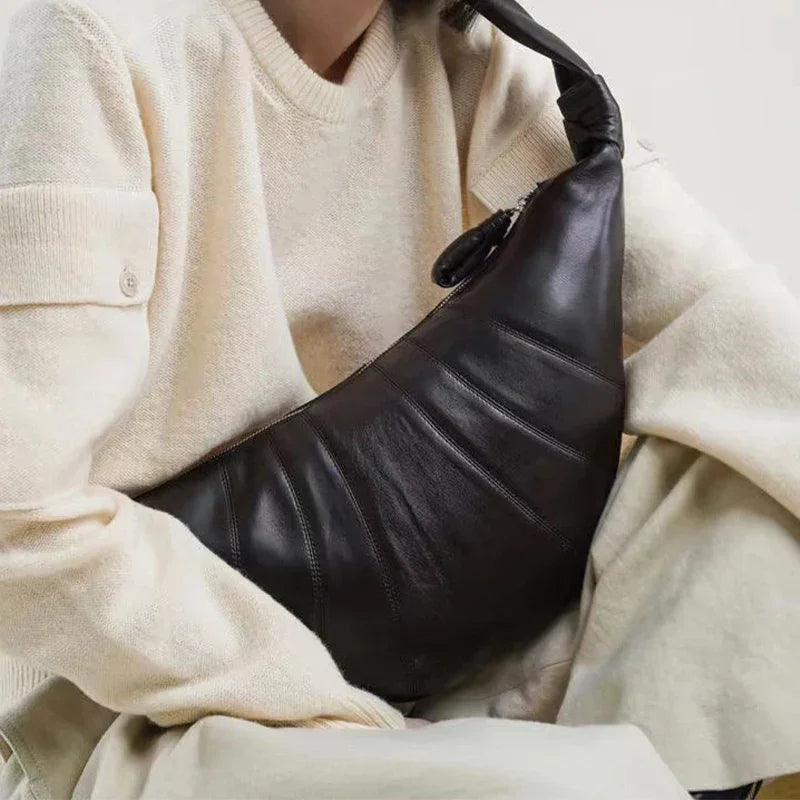 Leather Croissant Bag for Women LUXLIFE BRANDS