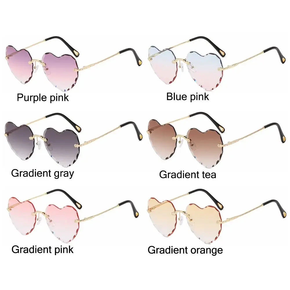 Heart-Shaped Rimless Sunglasses UV400 Luxlife Brands