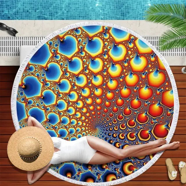 Gradient Mandala Round Beach Towel/Yoga Mat